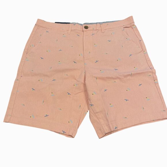 NWT Jachs NY Men's Sz 31 Printed Stretch Chino 9" Bleecker Short Pink Surfboards - Picture 1 of 9